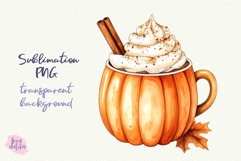 Pumpkin Spice Latte PNG Halloween Ghost Cafe Clipart Product Image 1