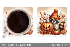 Halloween Raccoon Coaster. Halloweens Coaster Sublimation Product Image 1