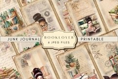 Bookish Junk Journal Pages Vintage Ephemera, Digital Library Product Image 1