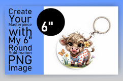 Dynamic Keychain Circle Design PNG , Cute Cow Product Image 1