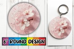 Serene Petals: Round Floral Water Design Keychain PNG Product Image 1