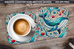 Dolphin Coaster Sublimation, Valentine Coaster PNG Design Product Image 1
