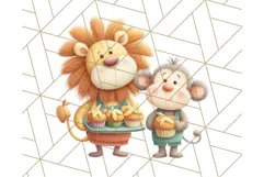 Cozy Safari Baking Animals PNG, Cute Jungle Kitchen Art Product Image 4