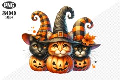 Halloween Cat And Pumpkin Sublimation - Clipart PNG Design Product Image 1