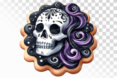 Spooky Iced Skull Halloween Cookies PNG Product Image 1
