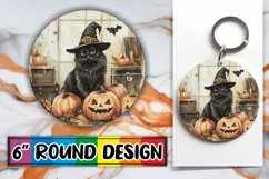 Black Cat Halloween Round Design for Fall Sublimation Product Image 1