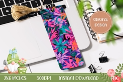 Neon Flowers Bookmark Printable, Nature Bookmark Print Product Image 1