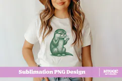 Vintage Funny Sarcastic Coquette Cute Otter PNG DTF Product Image 2