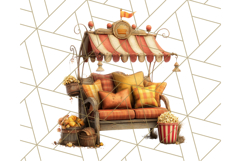 Autumn Circus Clipart Carnival Tent Fall PNG, Vintage Circus Product Image 4