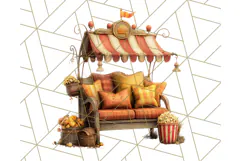 Autumn Circus Clipart Carnival Tent Fall PNG, Vintage Circus Product Image 4