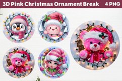 3D Pink Christmas Ornament Break clipart png Product Image 1
