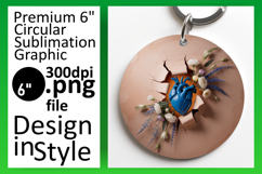 Gorgeous Keychain Circle Design PNG , 3D Heart Product Image 1