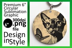 Joyful Cat Sublimation: Circle &amp; Keychain Ensemble Product Image 1
