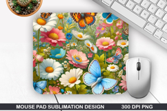 Mouse Pad Sublimation, Spring Flowers Mouse Pad PNG Design Product Image 1