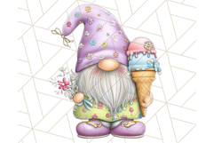 Ice Cream Gnome Clipart PNG Summer Dessert Art, Summer Gnome Product Image 4