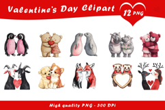Valentine Animal Love Clipart PNG Product Image 1