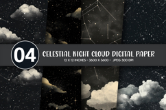Celestial Night Cloud Digital Paper Product Image 1