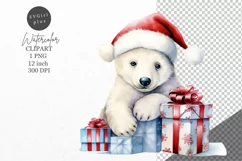 Christmas clipart, Polar bear clipart, Winter sublimation Product Image 1