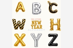 New Year Alphabet PNG Bundle | Gold Silver Balloon Letters Product Image 2