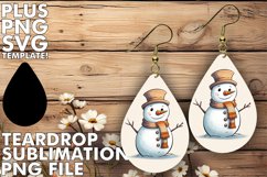 Holiday Snowman Teardrop Earring Art PNG Product Image 1