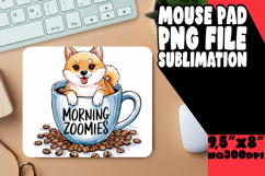 Sweet DESK pad Playful PNG, Coffee Dog Product Image 1