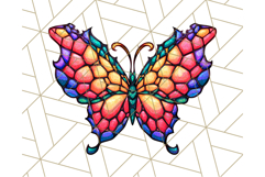 Stained Glass Hearts and Butterflies Clipart PNG Product Image 4