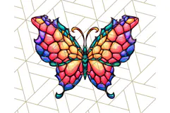 Stained Glass Hearts and Butterflies Clipart PNG Product Image 4
