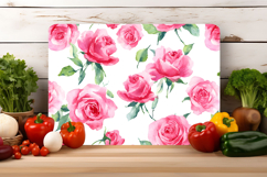 Watercolor Pink Rose Flower Cutting Board | Cutting Board Product Image 2