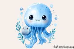 Pastel Cute Mermaid Watercolor Clipart PNG Product Image 1