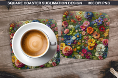 Flowers Coaster Sublimation, Spring Coaster PNG Design Product Image 1