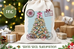Pink Bow Christmas Tree Santa Sack, Cute Christmas Tree PNG Product Image 1