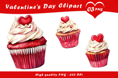 Valentine’s Day Heart Cupcake Clipart PNG Product Image 1