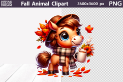 Fall Coffee Animals Clipart | Autumn Cow Chicken Horse PNG Product Image 7