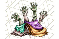 Bold Zombie Clipart PNG, Creepy Halloween Clip Art Product Image 4