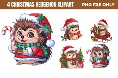 Christmas Hedgehog Clipart PNG Product Image 1