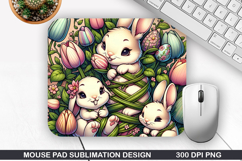 Bunny Mouse Pad Sublimation, Easter Bunny Mouse Pad PNG Product Image 1