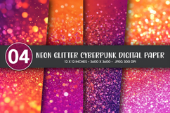 Neon Glitter Cyberpunk Digital Paper Product Image 1