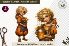 Fantasy Autumn Gilded Harvest PNG Clipart whimsical witch Product Image 1