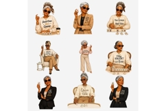 Mahjong Ladies Clipart PNG, Senior Mahjong Women Sublimation Product Image 4