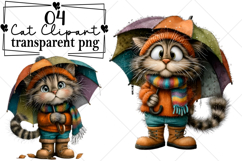 Whimsical Cat Clipart Watercolor PNG Product Image 1