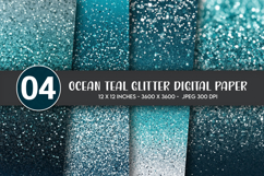 Ocean Teal Glitter Digital Paper Product Image 1