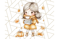 Pumpkin Spice Chibi Girls, Fall Accessories PNG, Cozy Autumn Product Image 4
