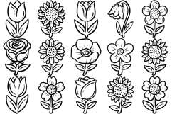 28 Flower Floral Clipart Outline Illustrations PNG SVG Product Image 2