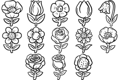 28 Flower Floral Clipart Outline Illustrations PNG SVG Product Image 3