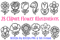 28 Flower Floral Clipart Outline Illustrations PNG SVG
