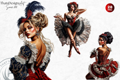 French Cancan cabaret Girl Clipart set, Burlesque woman Product Image 10