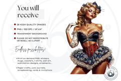French Cancan cabaret Girl Clipart set, Burlesque woman Product Image 2