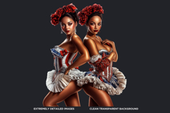 French Cancan cabaret Girl Clipart set, Burlesque woman Product Image 3