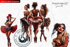 French Cancan cabaret Girl Clipart set, Burlesque woman Product Image 4