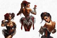 French Cancan cabaret Girl Clipart set, Burlesque woman Product Image 6